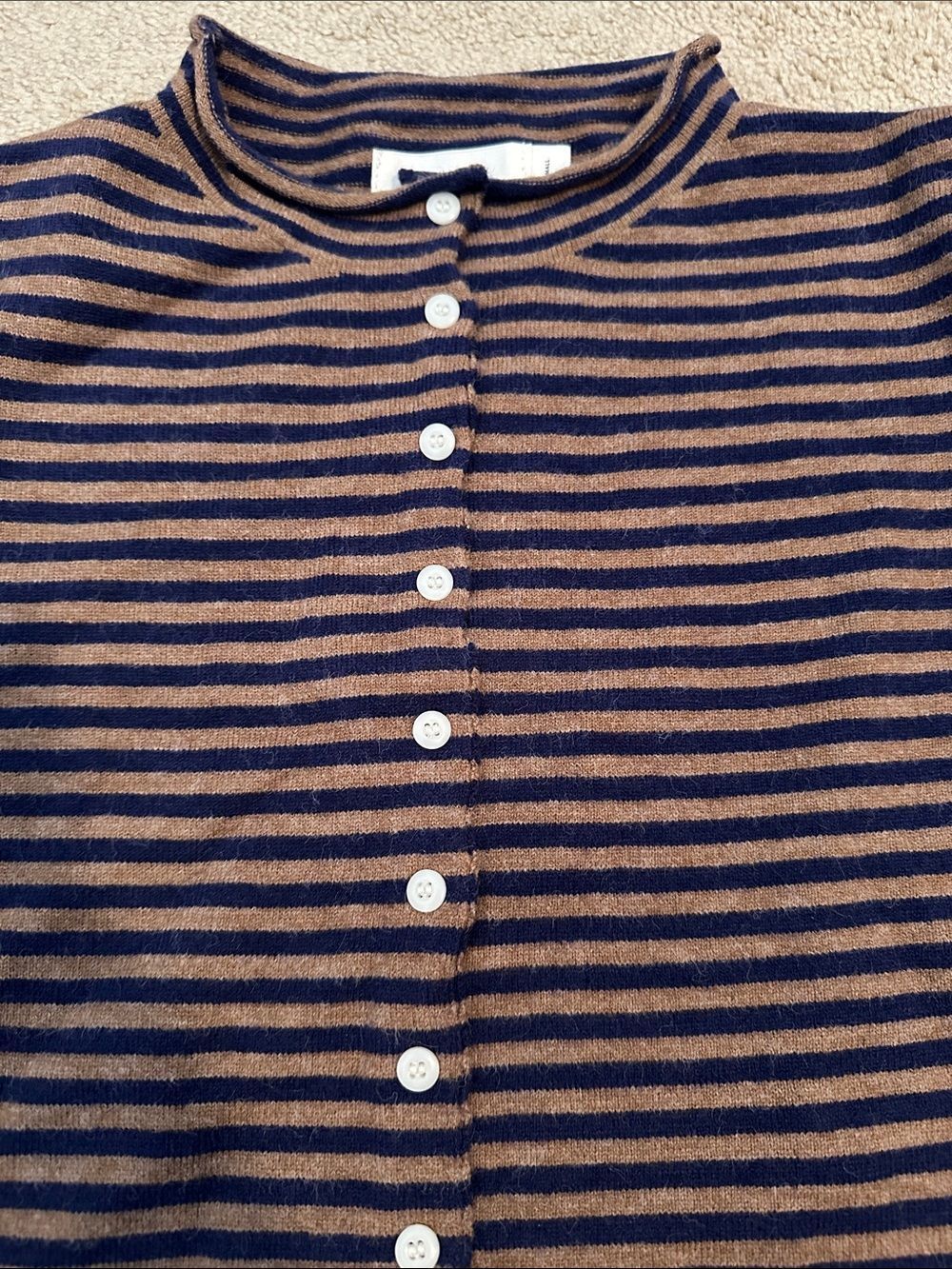 New Brown and navy All Row Small sweater - Picture 4 of 6